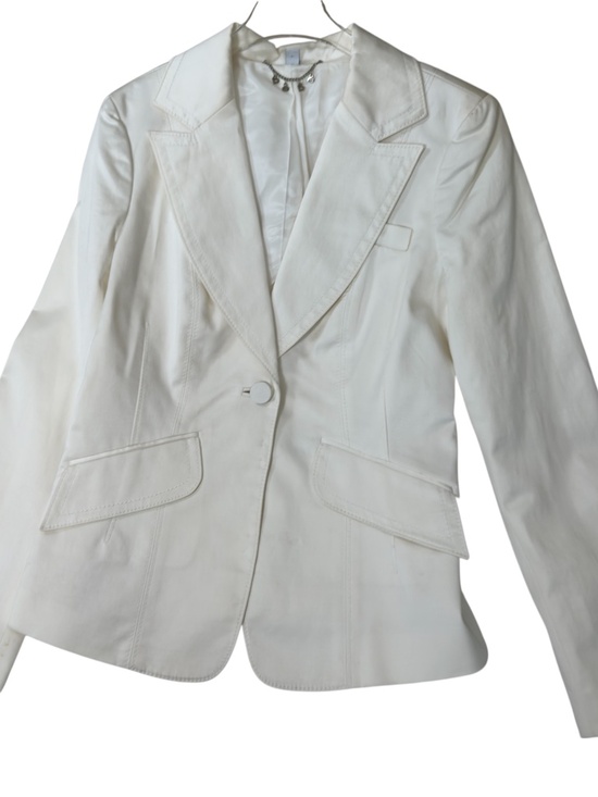 Bebe Elegant Satin Ivory Single Button Womens Blazer Size 8 - Picture 9 of 12